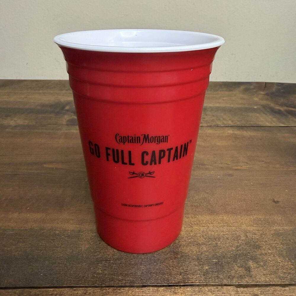 NEW Captain Morgan Red Hard Plastic Reusable Solo Style Cup Plundering Pumpkin